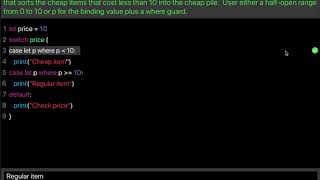 Learn Swift: Switch statement with value binding or half open range (Chapter 10 Challenge 1)