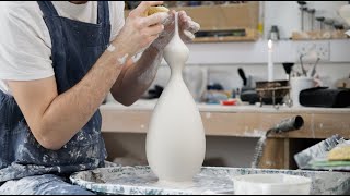 Making A Double Bellied Porcelain Bottle  Throwing On the Wheel  Matt Horne Pottery