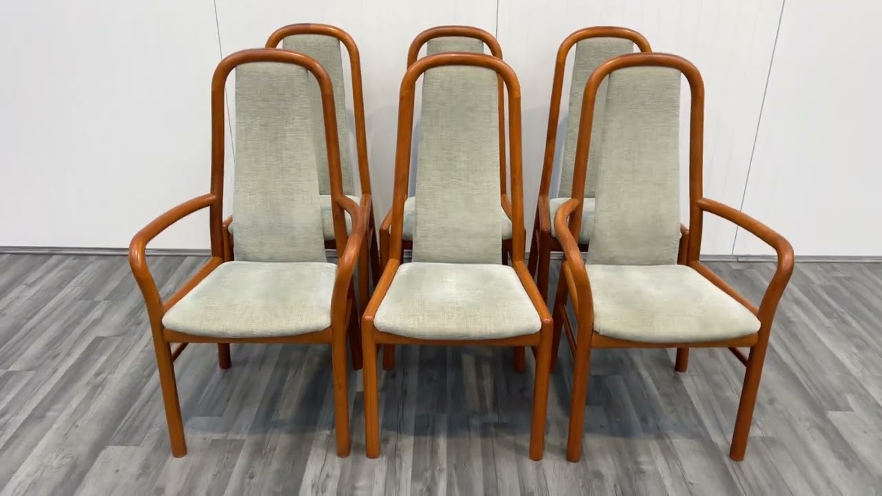 Set of 6 Scandinavian Dining Chairs in Teak