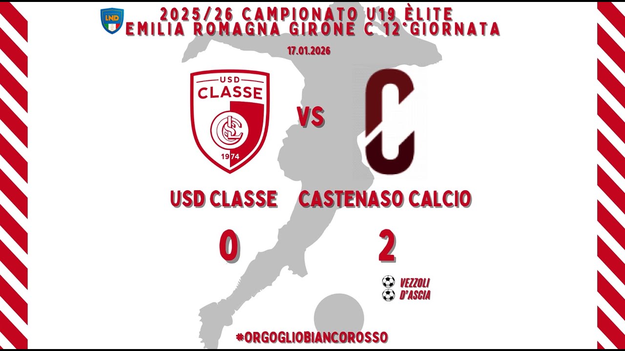 U19 Campionato Reg  Elite Emilia R  girone C 17a giornata Usd Classe Vs. Castenaso Calcio