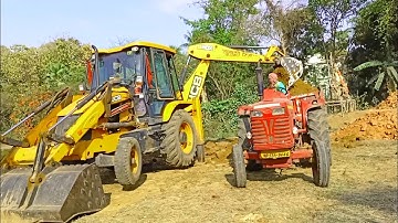 Jcb 3dx Backhoe Loader Machine Loading Red Mud In Mahindra 295 DI Tractor | Jcb Video