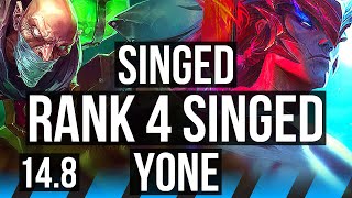 SINGED vs YONE (MID) | Rank 4 Singed, 66% winrate, 6/4/15 | KR Grandmaster | 14.8