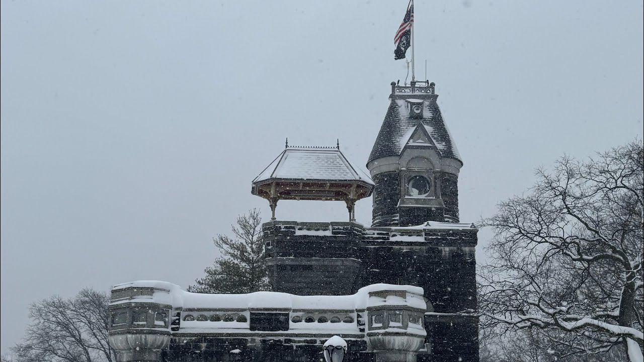 Walking in Central Park NYC during blizzards ❄️☃️⛄️❄️🥶