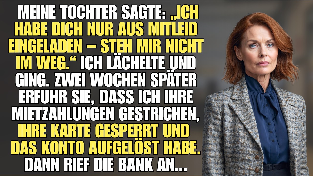 „Ich habe sie nur aus Mitleid eingeladen“ – das hörte ich meine eigene Tochter zu ihrem Mann sagen, während ich in ihrer Küche stand und das Dessert servierte, das ich bezahlt hatte. Seit drei...
