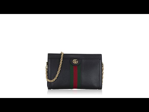 Gucci Calfskin GG Web Ophidia Small Chain Shoulder Bag Black