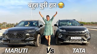 आज हुआ है असली TATA VS MARUTI 💪🏻 - NEXON VS GRAND VITARA DRAG RACE 🔥