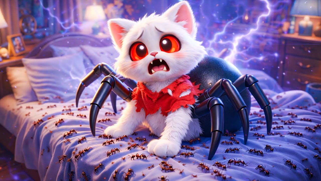 OMG! Cute Kitten Eats Ant Ice Cream - Then Turns Into a Spider Monster?!