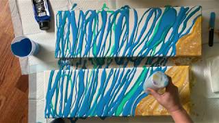 (49) ACRYLIC POUR Diptych beach swipe tutorial