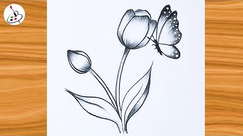 How to draw a Butterfly on Flower Easy||Simple Pencil Sketch||Easy Drawing ideas for Beginners