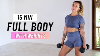 15 Min Full Body Hiit With Weights (No Repeats, No Jumping)