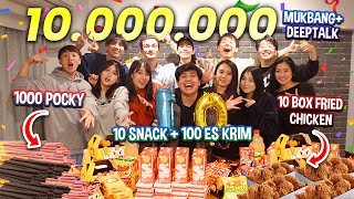 PESTA 10 JUTA SUBSCRIBERS!! MUKBANG 10 BOX FRIED CHICKEN, 1000 POCKY, 10 SNACK   NGOBROL2 SERU!!