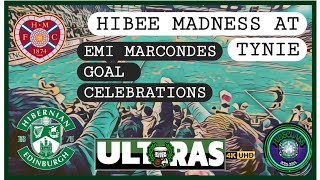 📣 HIBEE MADNESS AT TYNIE! Emi Marcondes Goal Celebrations - HMFC 🔴 v Hibernian FC 🟢