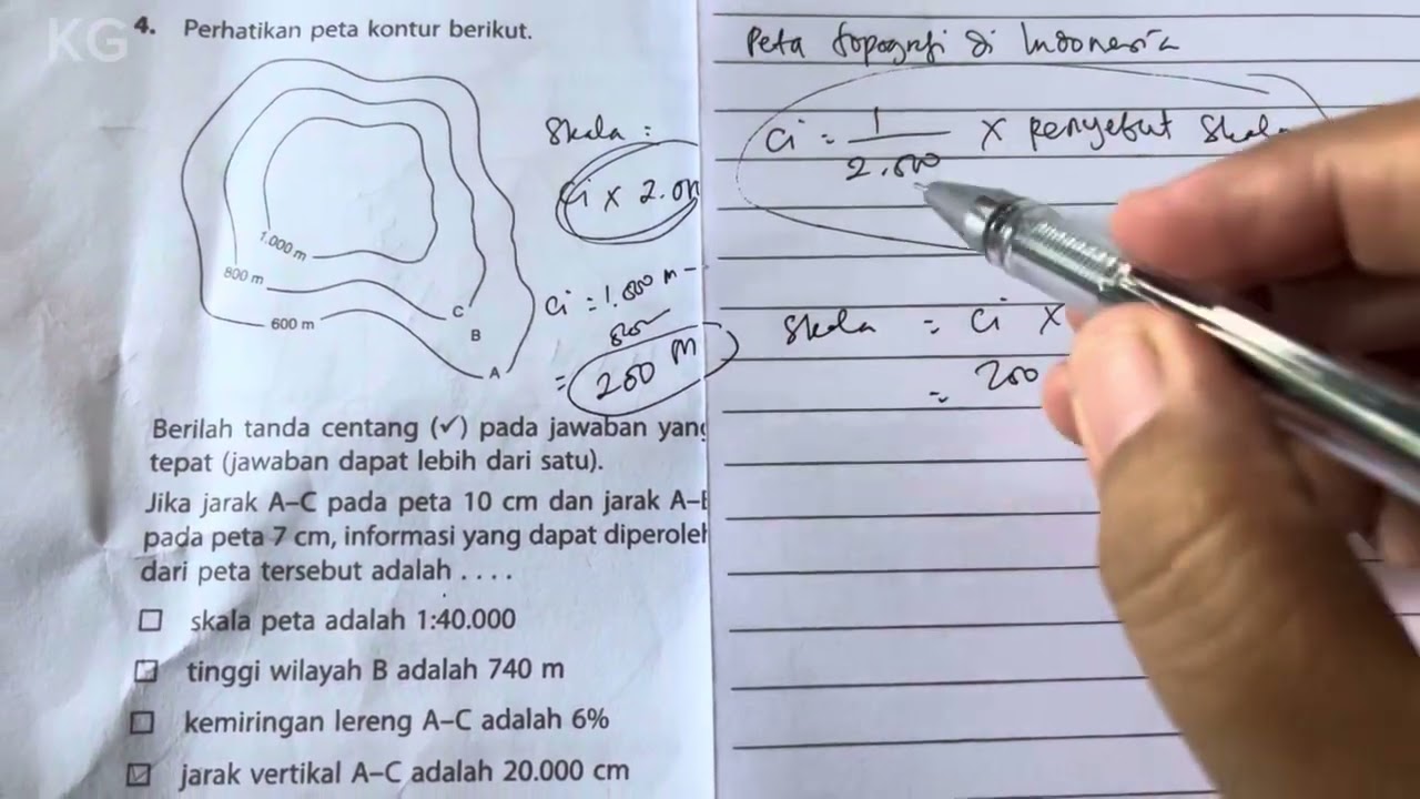 MENGHITUNG SKALA & INTERVAL KONTUR (Ci-Contour Interval) PADA PETA TOPOGRAFI INDONESIA.SOAL TKA MCMA