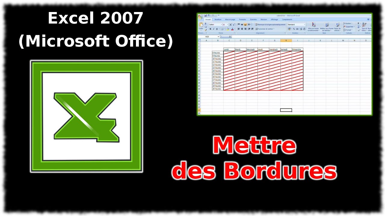 Tuto Mettre des bordures (Excel 2007) - YouTube