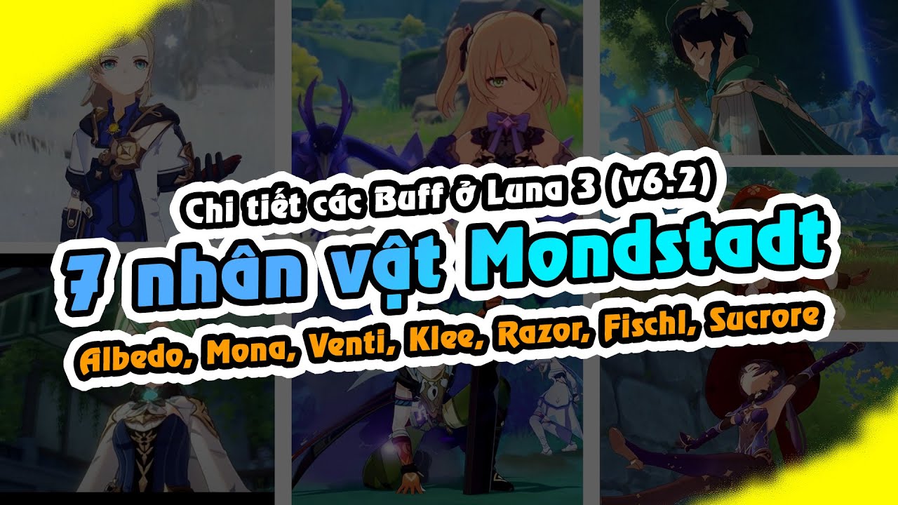 Chi tiết Buff Albedo, Mona, Venti, Klee, Razor, Fischl, Sucrore ở Luna ...
