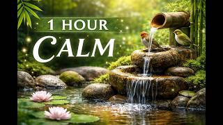 Zen Garden Relaxation 🌿 1 Hour Water Fountain &amp; Birds Sounds for Meditation, Study &amp; Stress Relief