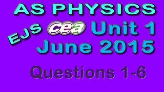CCEA AS Physics Unit1 June 2015 Part1 q1-6