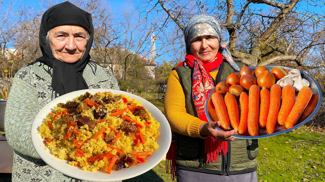 Delicious UZBEK PILAF Recipe Relaxing Video in a Sweet Rural Village