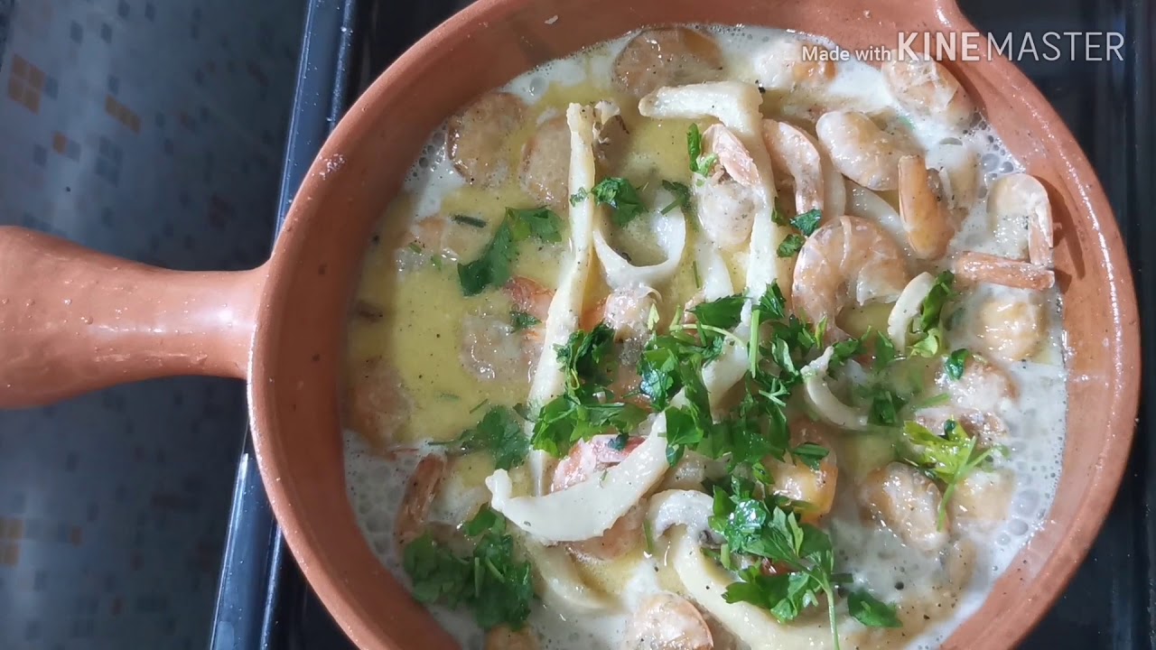 Des pâtes au sauce blanche (crevettes /sipia) YouTube