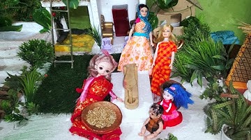 Radha putul part-9/রাধার বাড়ী পিঠা উৎসব /Radha putuler golpo/barbie putul/putuler golpo/