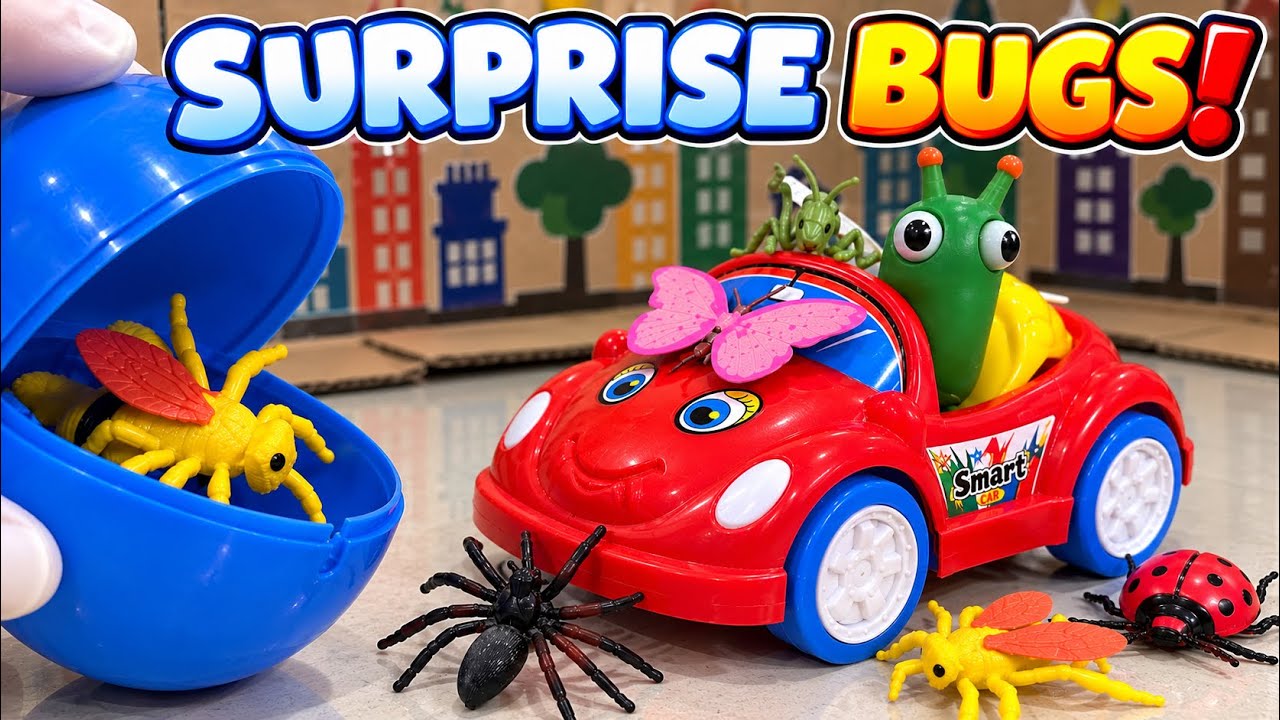 Opening Surprise Eggs! 🐛 Toy Bugs Go for a Ride! 🚗 - YouTube