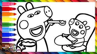 Drawing and Coloring Peppa Pig Feeds Baby Alexander 🐷🥣🍼 Drawings For Kids