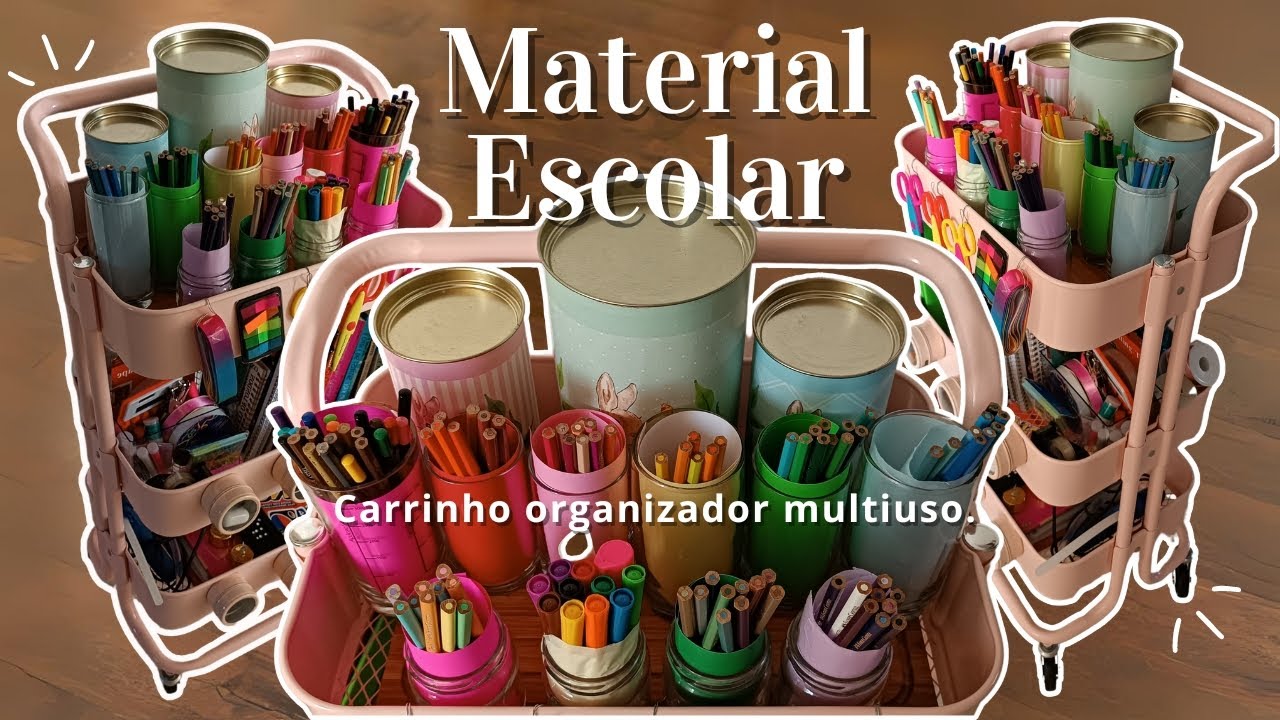 📚Como Organizar Material Escolar - Com carrinho organizador #voltaasaulas