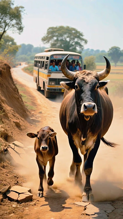Sacred Cow VS Bus! Indian Cow's 'CRAZY' Act Saves Everyone! 🤯