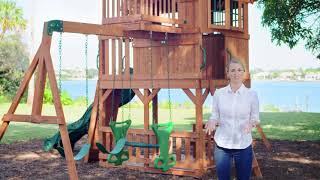 New Skyfort II Wooden Swing Set By Backyard Discovery = Best Offer