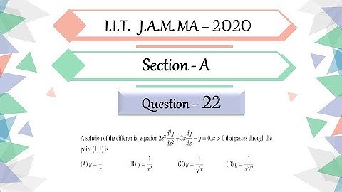 IIT JAM 2020 Mathematics solutions Question 22|Differential Equation| Homogeneous Equation | Euler
