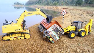 Jcb Fully Loading Mud Tata Dumper ? Tata Truck Accident Pulling Out Jcb ? Cartoon Jcb | Cs Toy