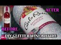 DIY GLITTER WINE BOTTLE- CARLO ROSSI - HOW TO GLITTER TO WINE BOTTLE W/ DESIGNER ART GLITTER GLUE