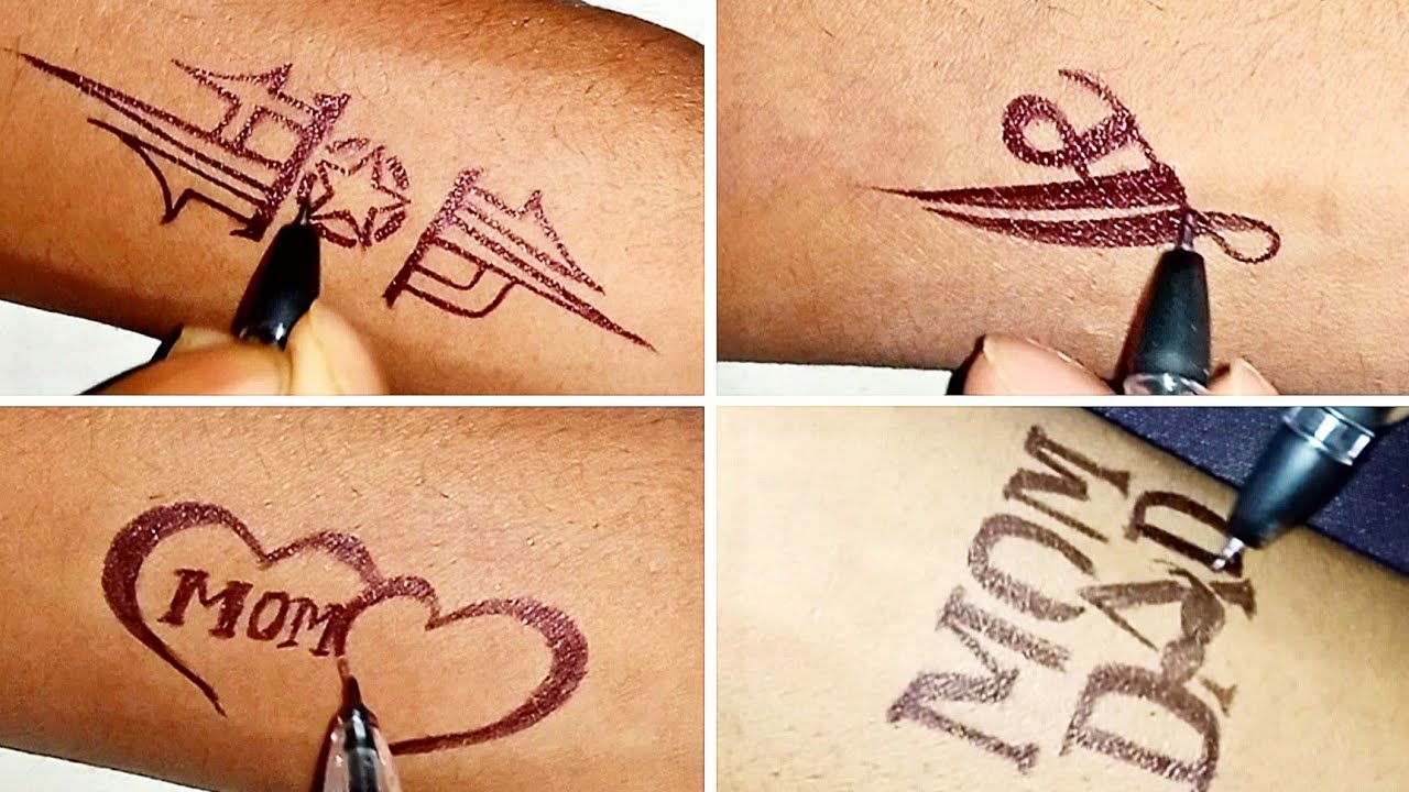Designs For Mom And Dad Tattoo with Pen 🖊️ How To Make Tattoo ? Tattoo