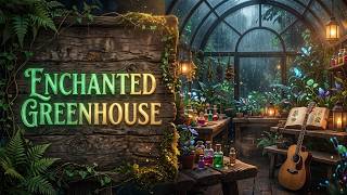 Enchanted Greenhouse in the Rain 🌿 Healing Herbology Ambience & Calm Study Music