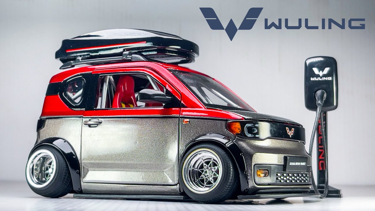 CDM Style | Full Build Slammed Wuling mini EV 14 inch stretch tires Rolling Wheels 1:24