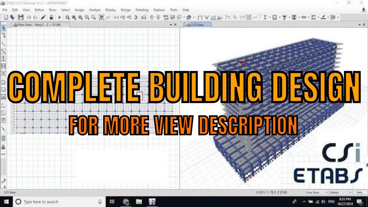 Design of Multistory Building using Etabs tutorial 5 (Using ACI code ...