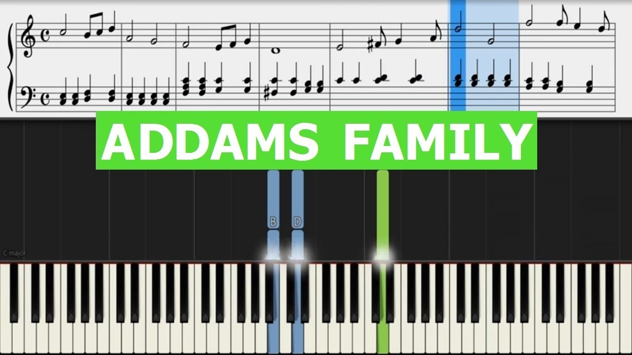 The Addams Family Piano Sheet Music Tutorial - EASY - YouTube