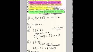 transformation writing (order matters!)