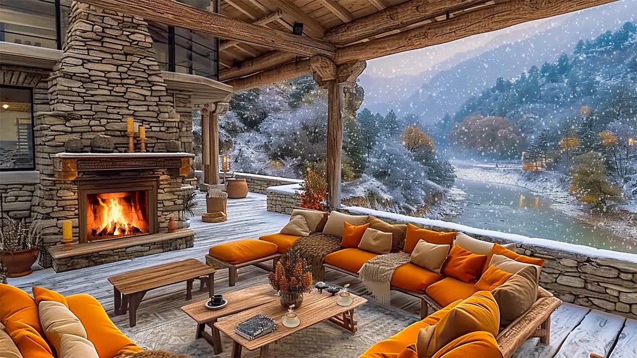 February Winter Porch Ambience with Sweet Jazz Instrumental☕ Jazz ...