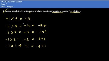 4. Starting from (–1) × 5, write various products showing some pattern to show (–1) × (–1) = 1.