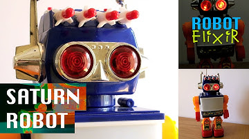 Rare SATURN ROBOT Giant walking robot toy - TV, light-up eyes & rockets