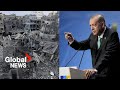 Turkey’s Erdogan says Israeli bombardment of Gaza amounts to “mental illness”