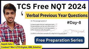 TCS Verbal Ability Previous Year Questions | Day-8 |  TCS NQT 2024 Preparation | Tcs Verbal Ability