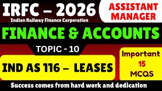 IND AS 116 - Leases MCQS | IRFC Assistant Manager Finance PDF 2026 | IRFC Assistant 2026 | IRFC Book