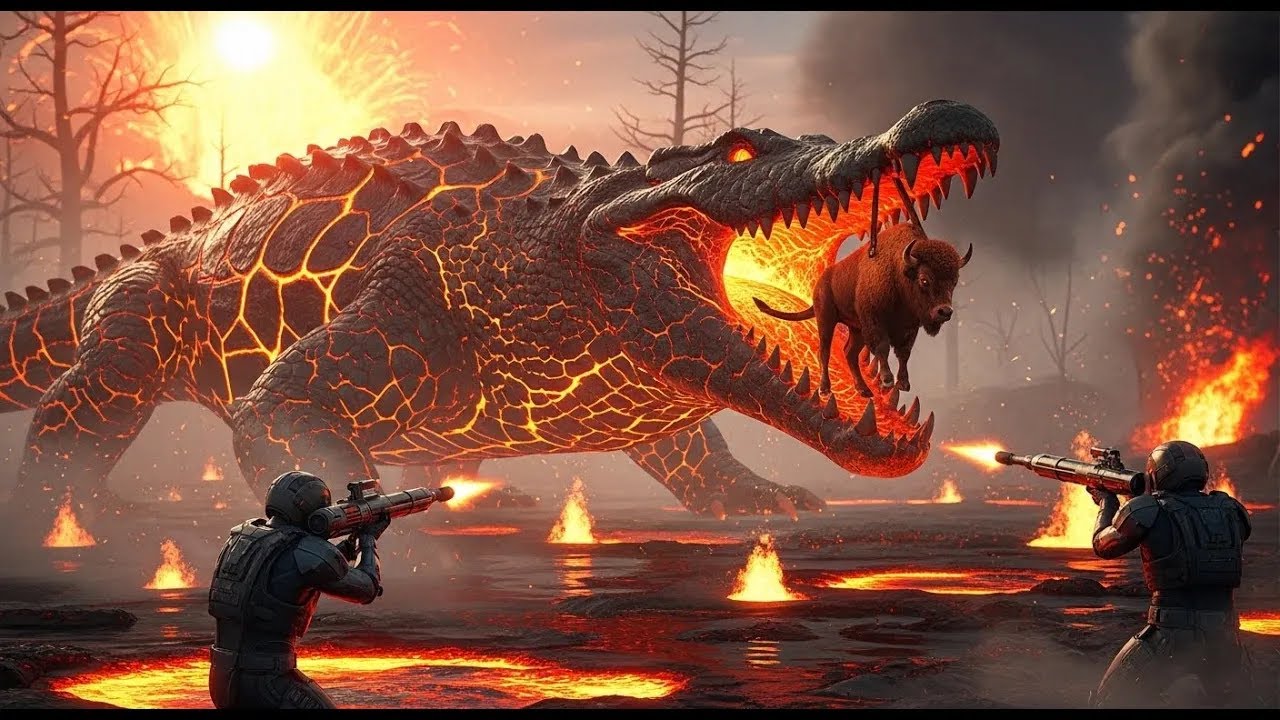 Brave Heroes Save Bison Herd from Lava Crocodile Attack | Epic Wildlife Rescue Mission
