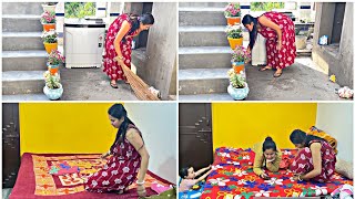 दपहर क नहन क बद भ कफ कम हत ह मर Housek Vlog Indian Mom Saree Hardwork Routine