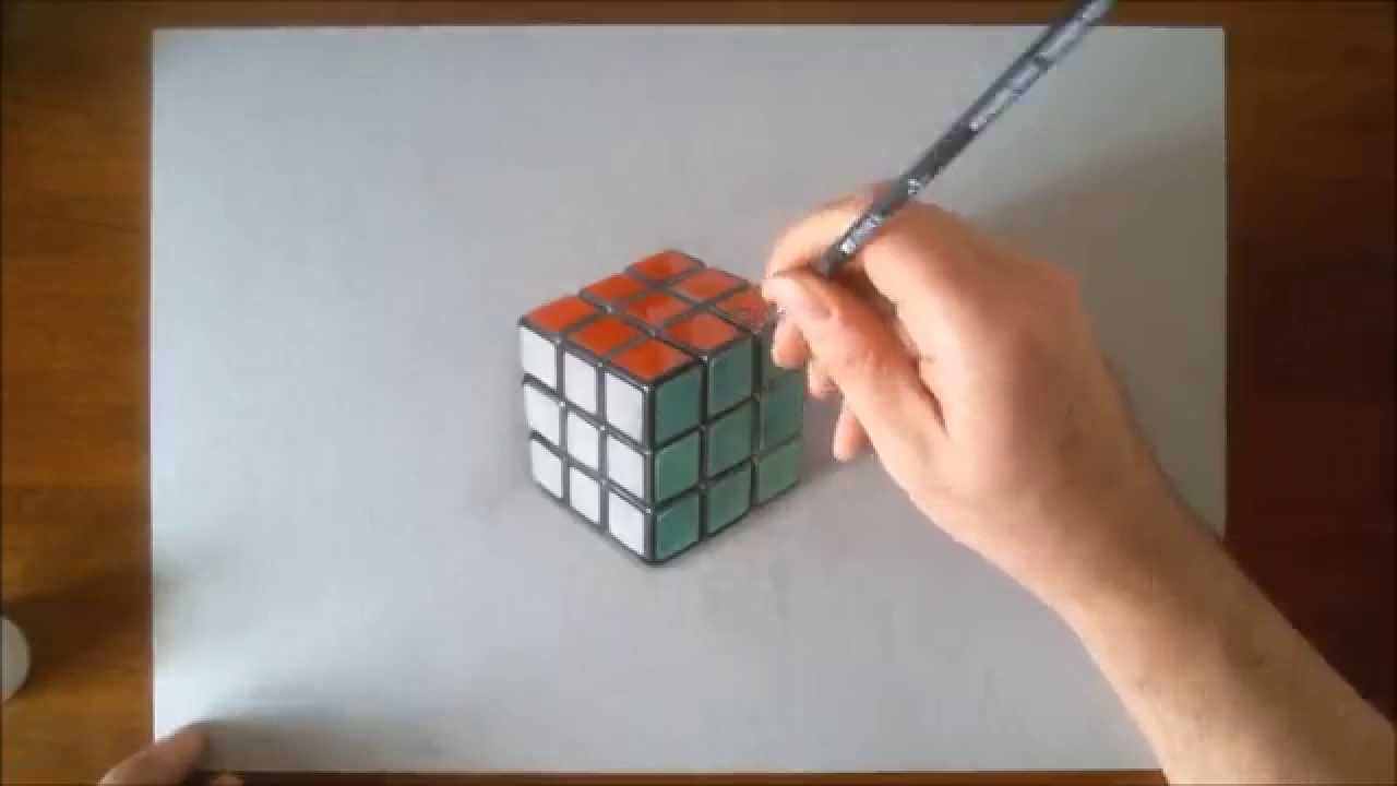 Disegno Realistico Effetto 3d In Time Lapse Cubo Di Rubik Youtube