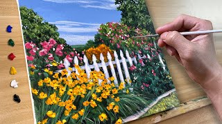 Acrylic Painting Flower Fence / Correa Art