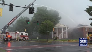 Massive fire roars on AIC campus after lightning strikes