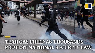 Subscribe to our channel for free here: https://sc.mp/subscribe- hong
kong police fired multiple rounds of tear gas and used a water cannon
in...